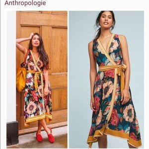 ANTHROPOLOGIE MAEVE Botanica Floral Wrap Dress 6
